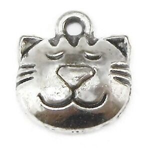 10pcs‎ Cat Face Charms kitty jewelry making supplies